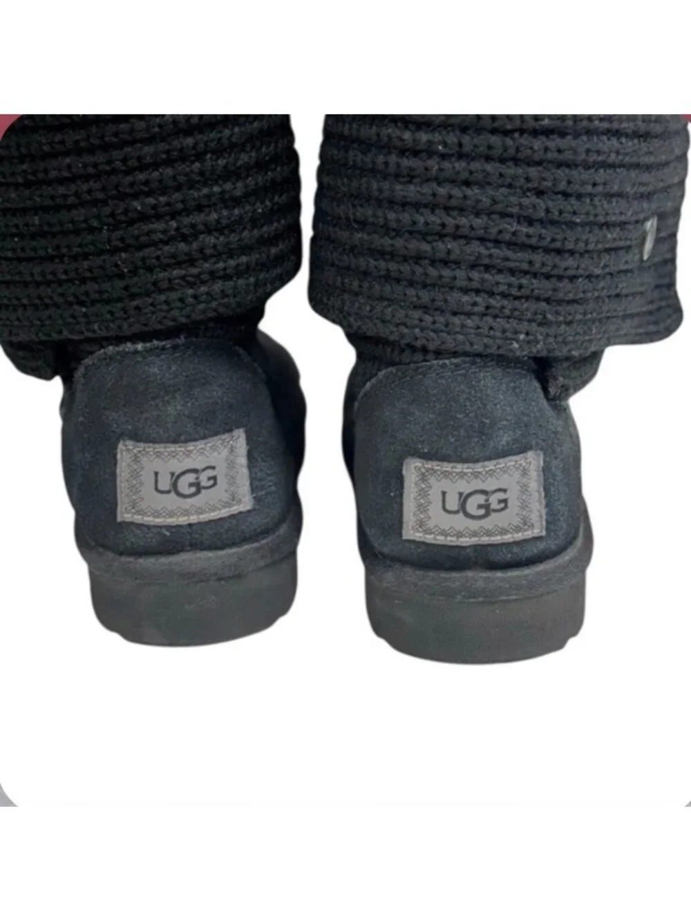 UGG Women ‘s Classic Black Cardy Knit Boots Size 10